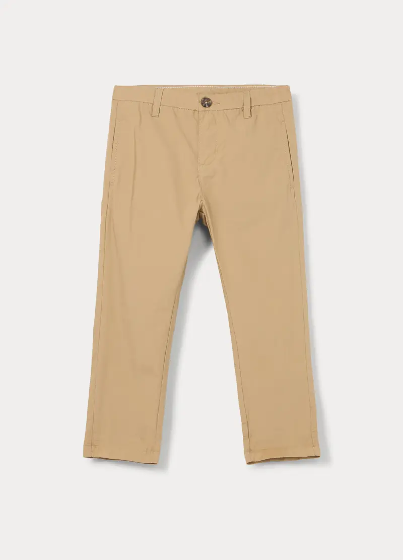 Pantaloni Chino Regular Fit In Puro Cotone Bambino, Beige chiaro