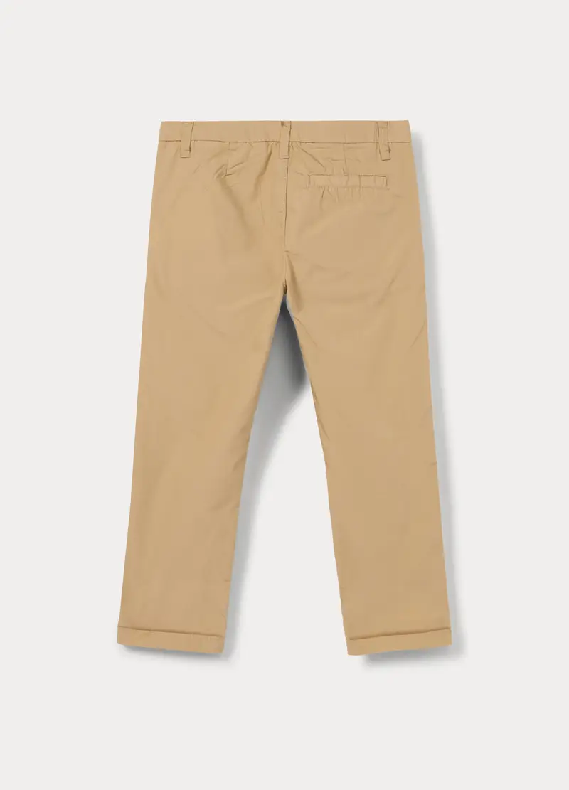 Pantaloni Chino Regular Fit In Puro Cotone Bambino, Beige chiaro miniatura 2
