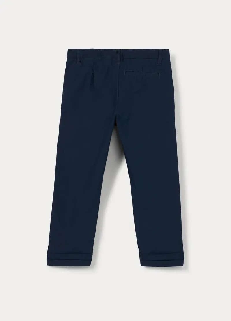 Pantaloni Chino Regular Fit In Puro Cotone Bambino, Blu scuro miniatura 2