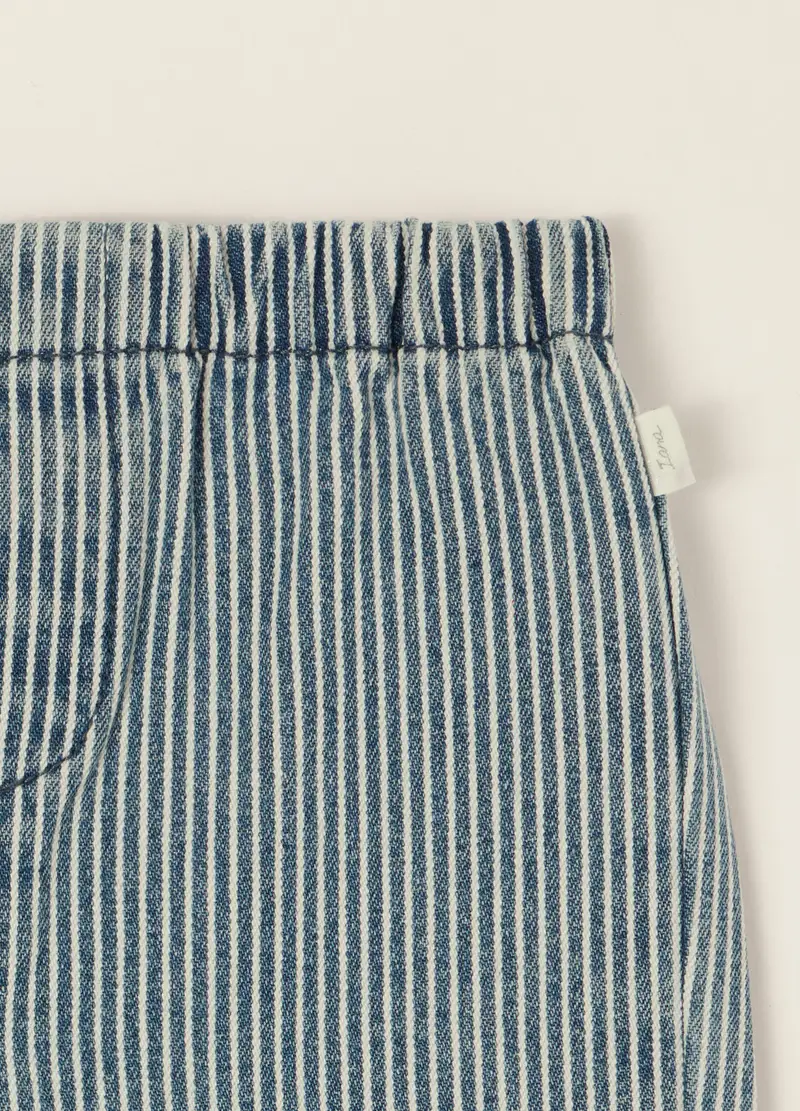 Pantaloni Denim In Misto Cotone, Viscosa E Lyocell, Neonato, Bianco/Nero miniatura 3