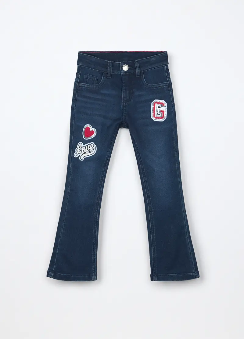 Pantaloni Flare Fit In Denim Bambina, Blu scuro