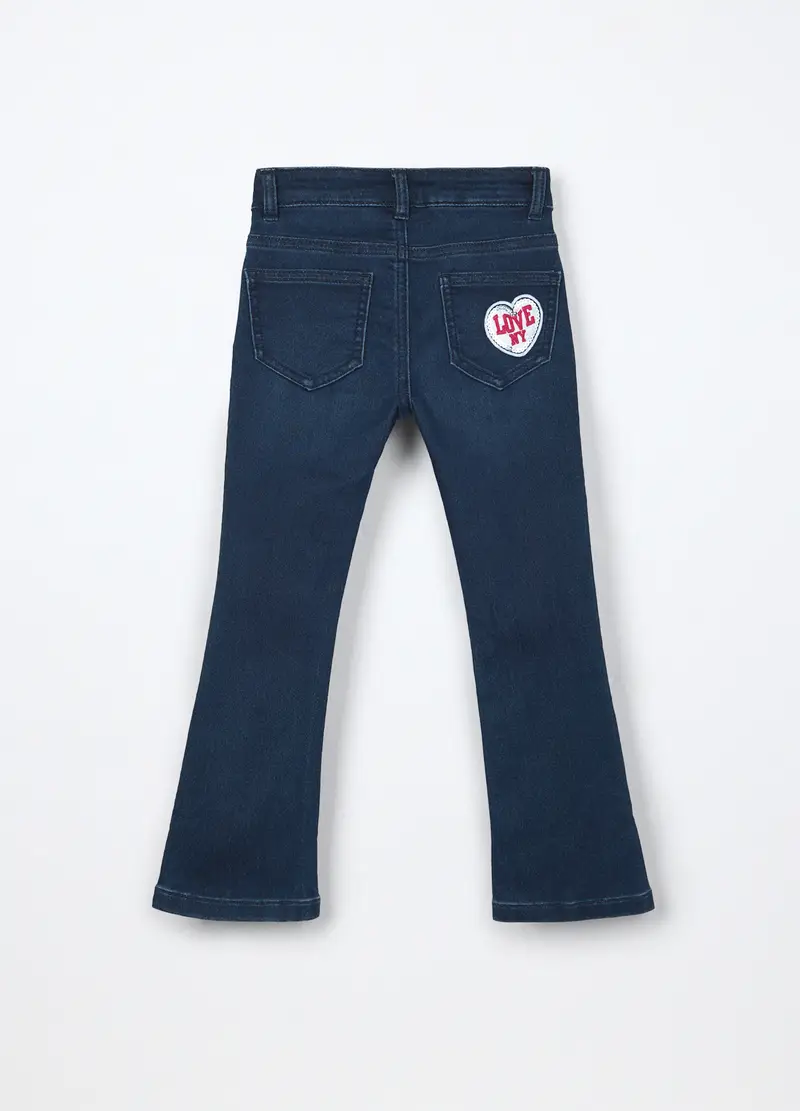 Pantaloni Flare Fit In Denim Bambina, Blu scuro miniatura 2