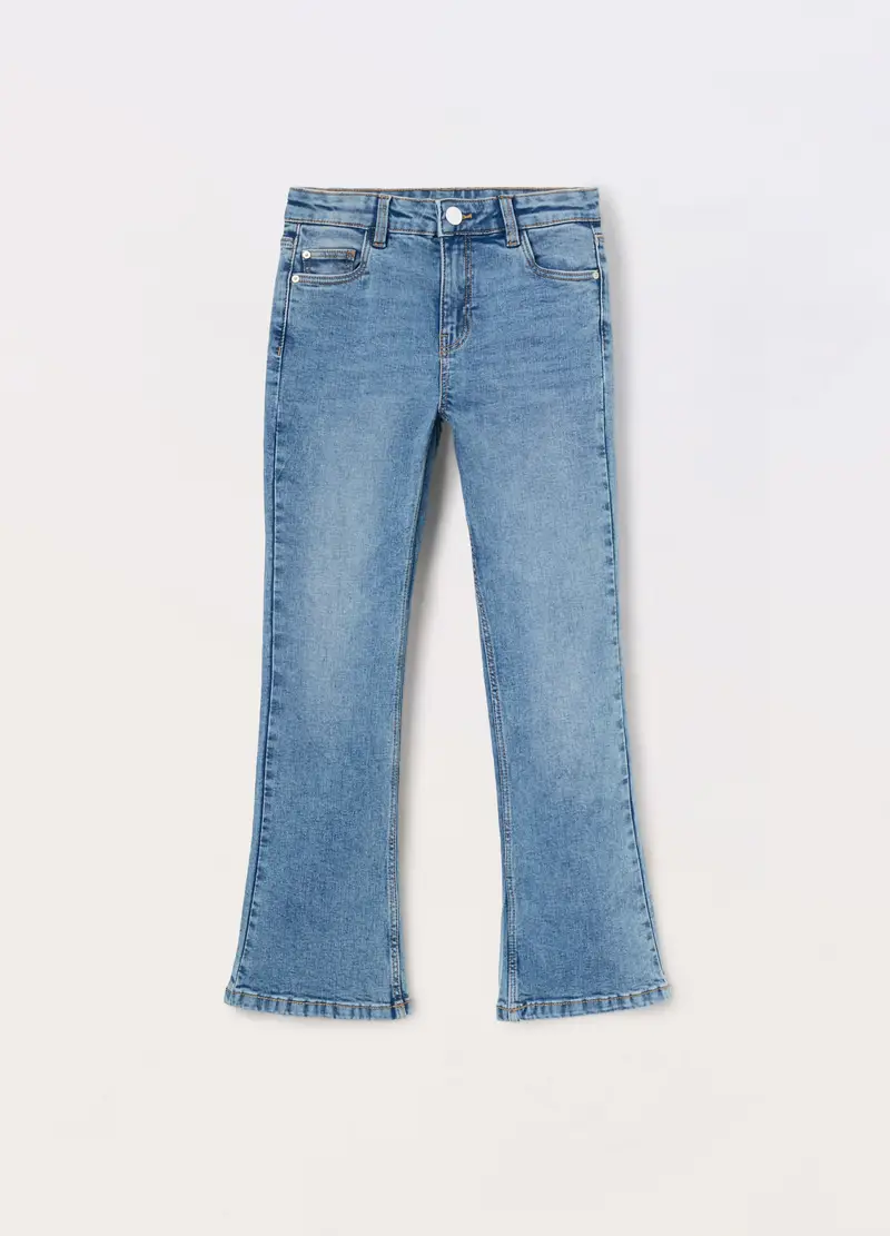 Blukids, Pantaloni Flare Fit In Denim Di Cotone Stretch Ragazza, Bambina, Blu chiaro, Taglia: 9-10