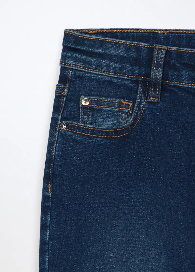 Pantaloni Flare Fit In Denim Di Cotone Stretch Ragazza, Bambina, Blu scuro miniatura 3