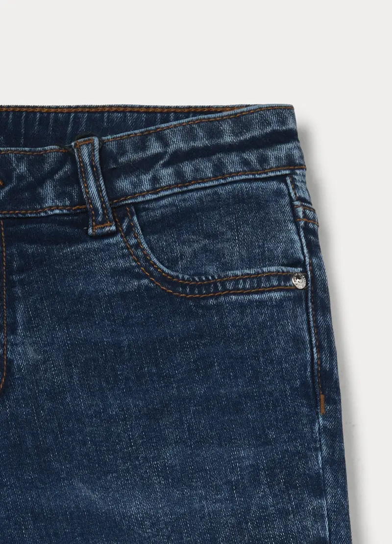 Pantaloni Flare Fit In Denim Di Cotone Stretch Ragazza, Bambina, Blu scuro miniatura 3