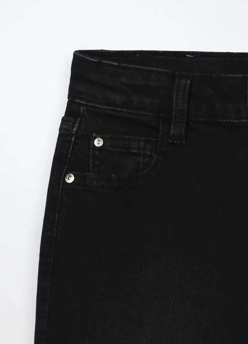 Pantaloni Flare Fit In Denim Di Cotone Stretch Ragazza, Bambina, Nero miniatura 3