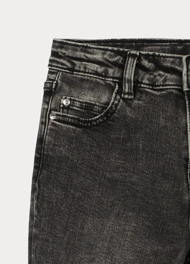 Pantaloni Flare Fit In Denim Di Cotone Stretch Ragazza, Bambina, Nero miniatura 3