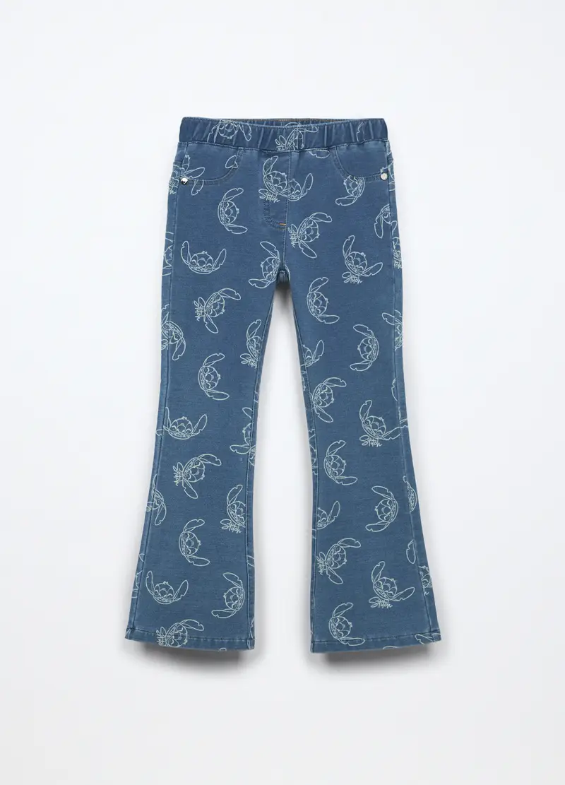 Blukids, Pantaloni Flare Fit In French Terry Denim Bambina, Blu denim, Taglia: 3-4