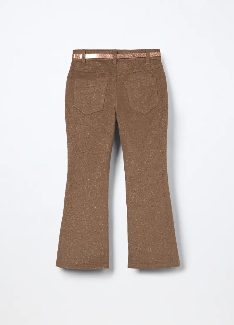 Pantaloni Flare Fit In Velluto Bambina, Beige chiaro miniatura 2