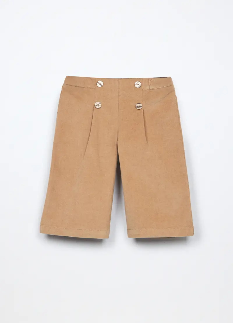 Blukids, Pantaloni In Costina Di Cotone Stretch Neonata, Bambina, Beige chiaro, Taglia: 9-12