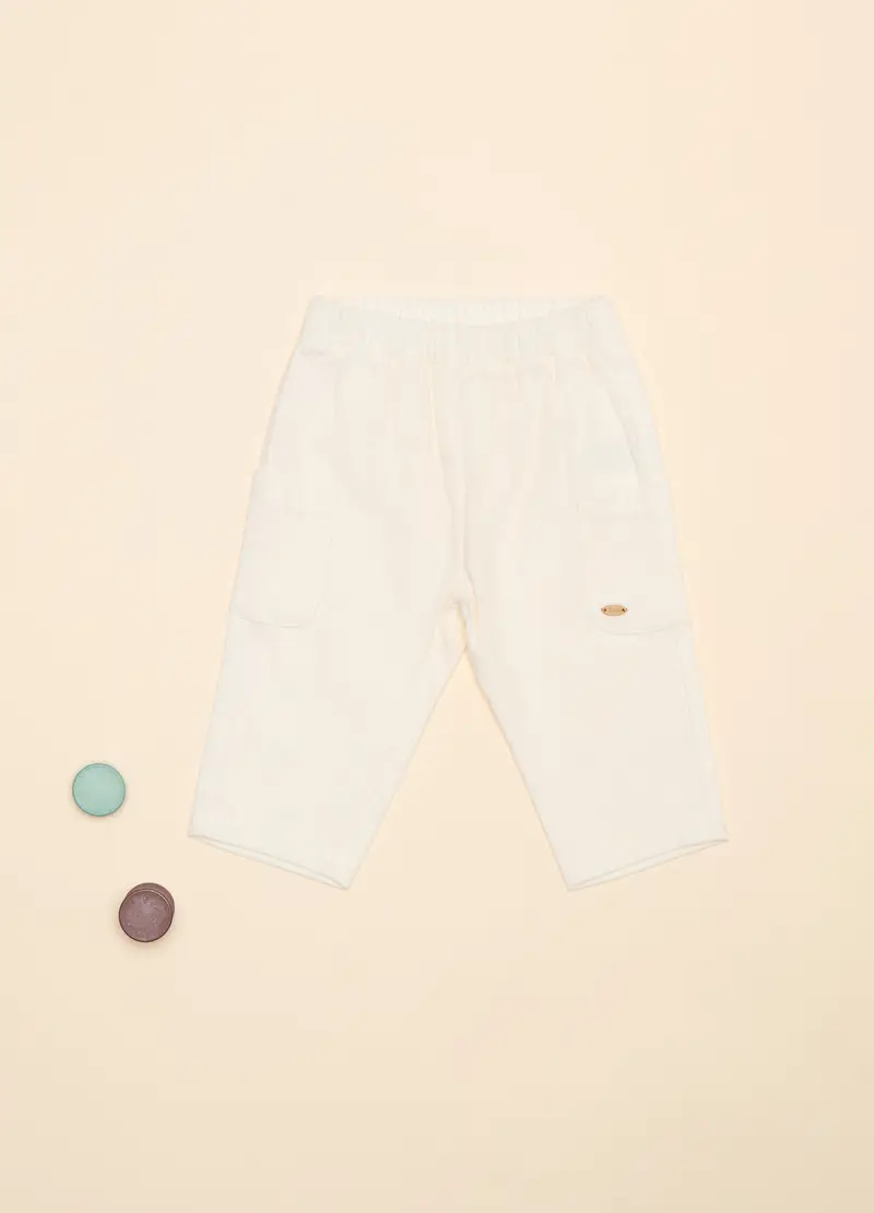 Pantaloni In Costina Di Velluto, Neonato, Bianco ottico