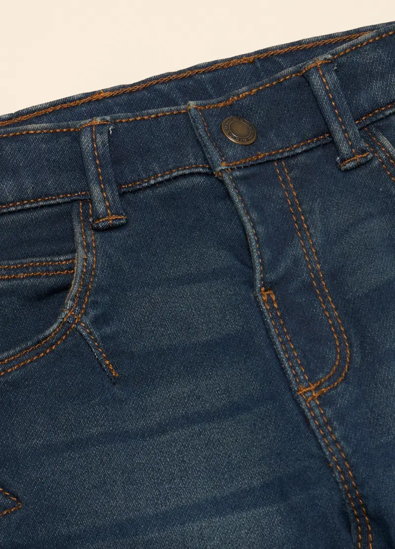 Pantaloni In Denim Di Cotone, Neonato, Blu scuro miniatura 2