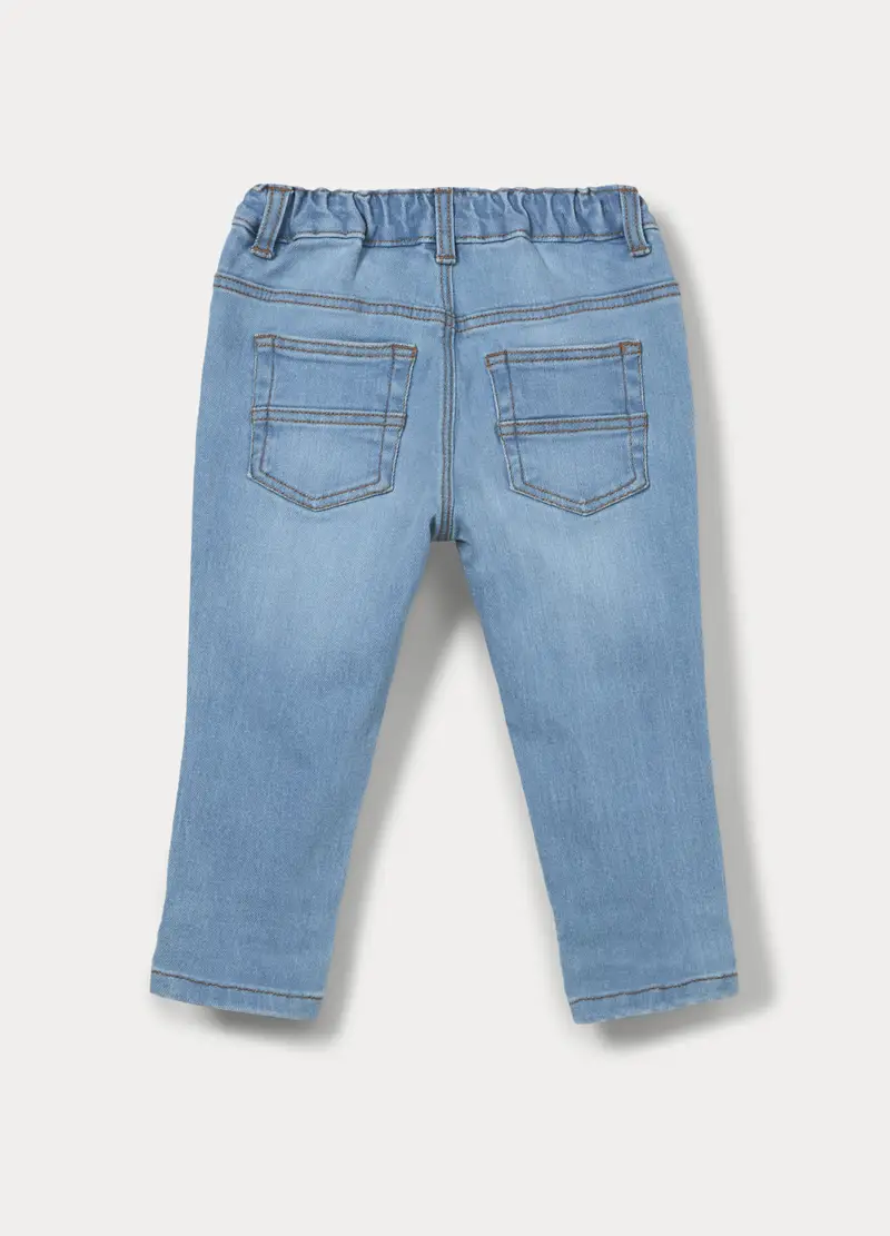 Pantaloni In Denim Di Cotone Stretch Bimbo, Bambino, Azzurro chiaro miniatura 2
