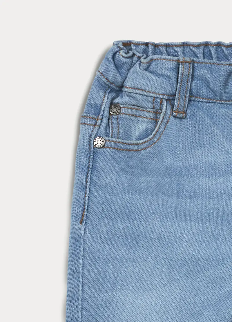 Pantaloni In Denim Di Cotone Stretch Bimbo, Bambino, Azzurro chiaro miniatura 3