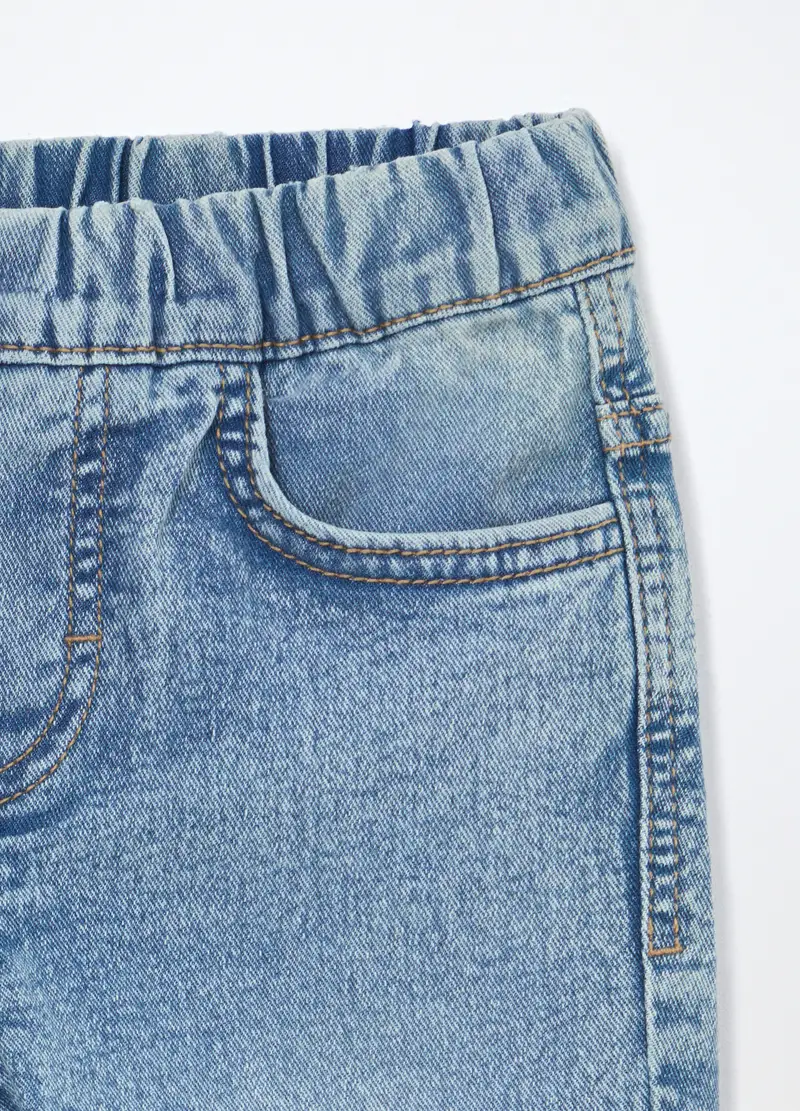 Pantaloni In Denim Di Misto Cotone Bambino, Azzurro chiaro miniatura 3