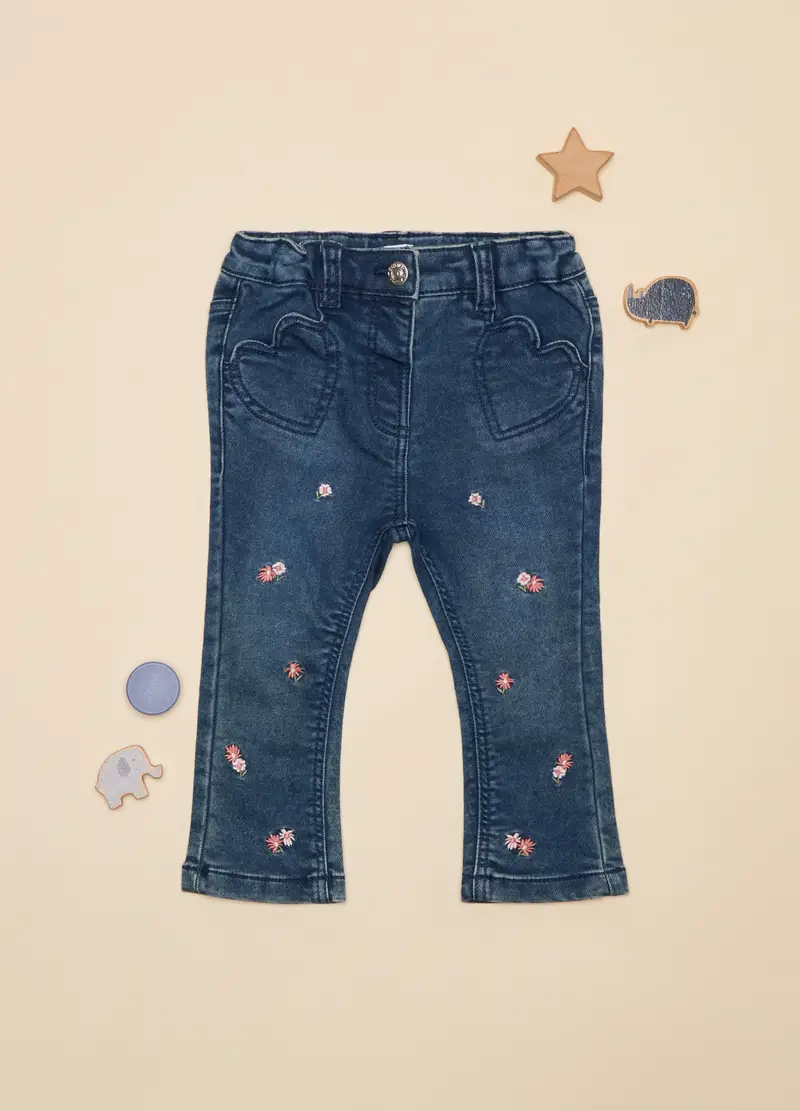 Pantaloni In Denim Di Misto Cotone, Neonata, Blu denim