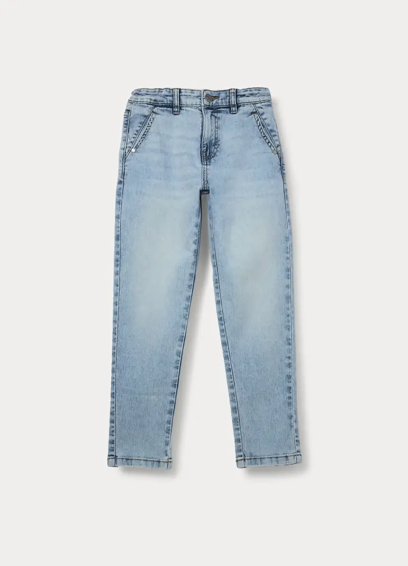Pantaloni In Denim Di Misto Cotone Ragazzo, Bambino, Azzurro chiaro
