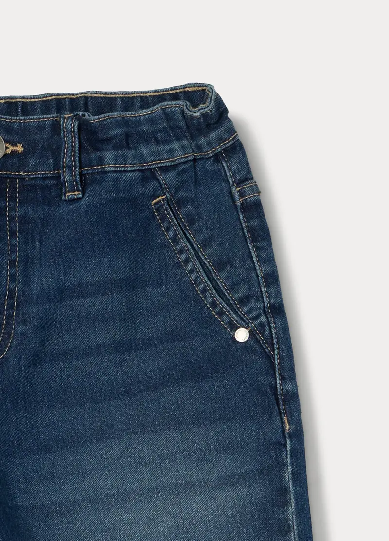 Pantaloni In Denim Di Misto Cotone Ragazzo, Bambino, Blu scuro miniatura 3
