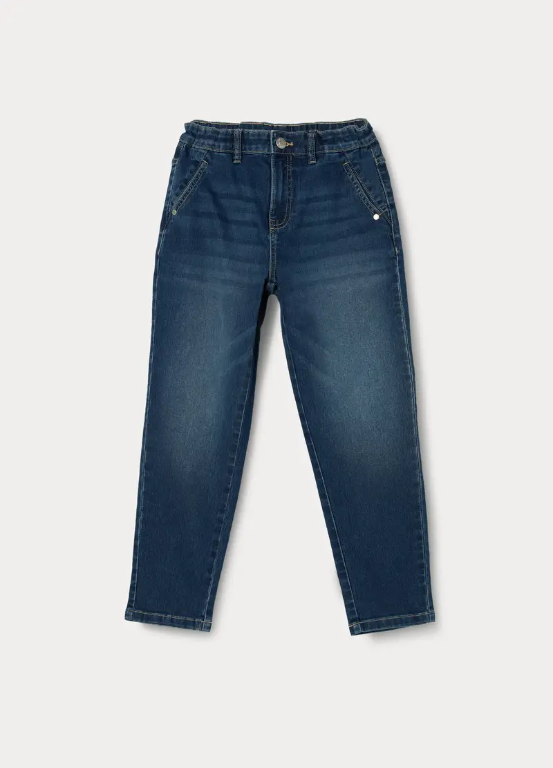 Pantaloni In Denim Di Misto Cotone Ragazzo, Bambino, Blu scuro