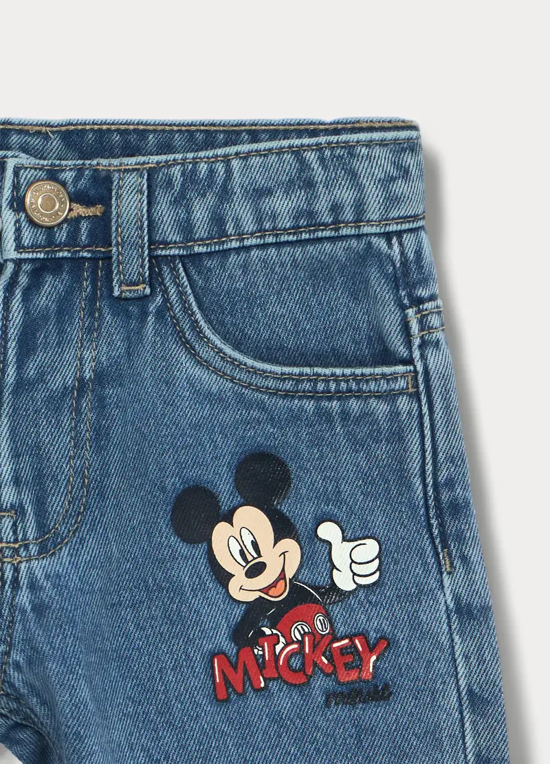 Pantaloni In Denim Di Puro Cotone Bimbo, Bambino, Blu denim miniatura 3