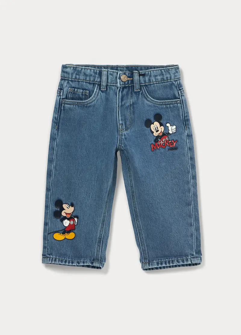 Pantaloni In Denim Di Puro Cotone Bimbo, Bambino, Blu denim