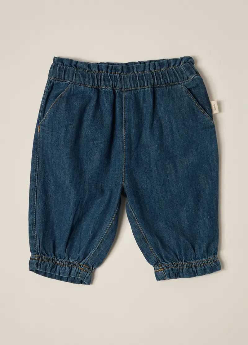 Pantaloni In Denim Di Puro Cotone Iana Neonata, Blu denim