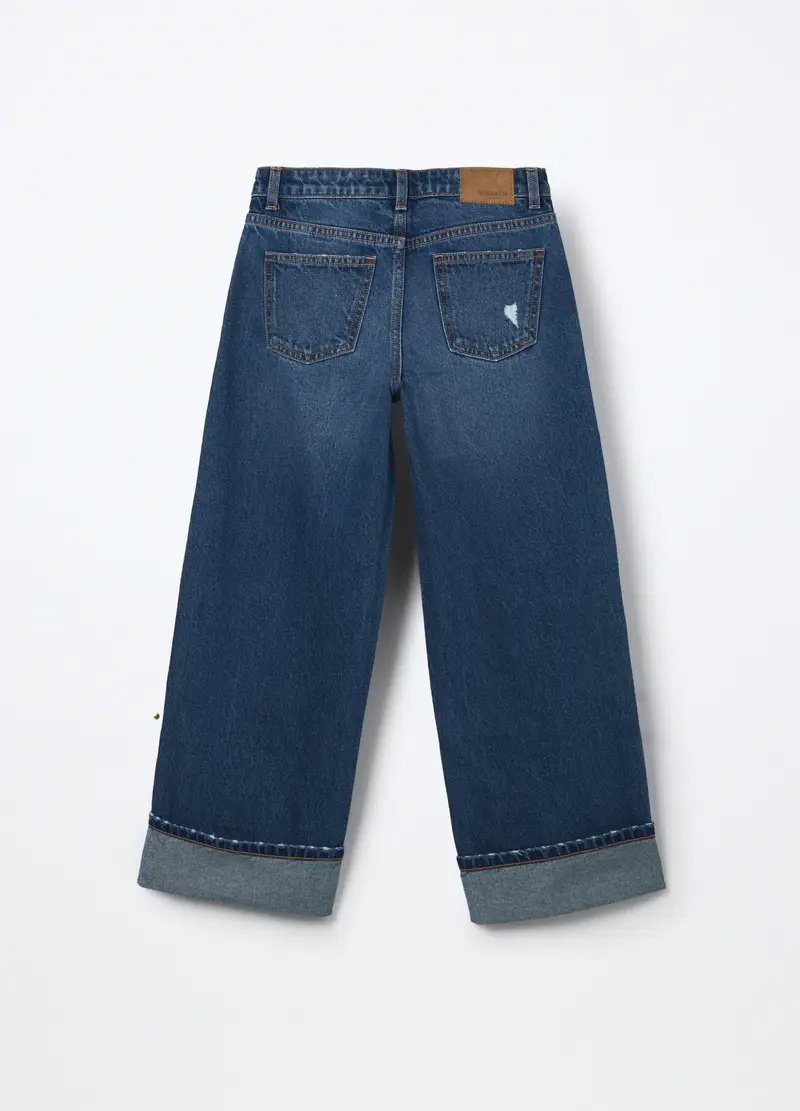 Pantaloni In Denim Di Puro Cotone Ragazza, Bambina, Blu denim miniatura 2