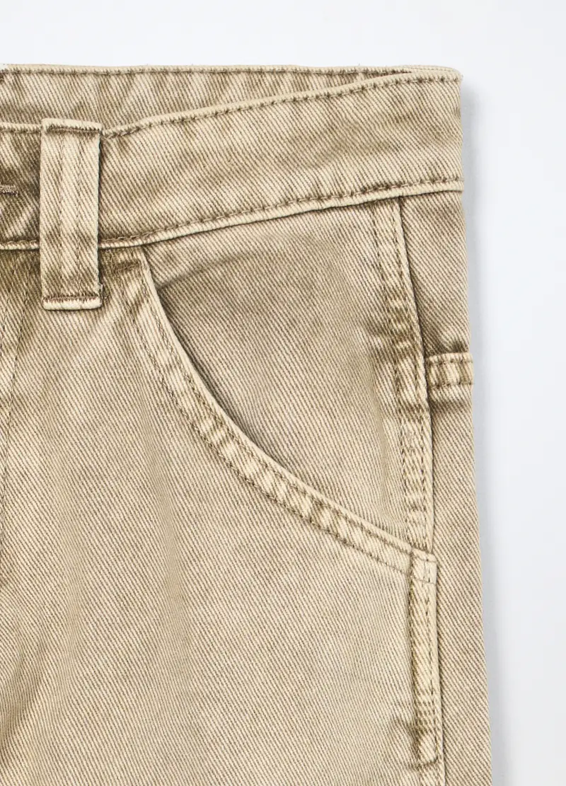 Pantaloni In Denim Di Puro Cotone Ragazzo, Bambino, Beige chiaro miniatura 3