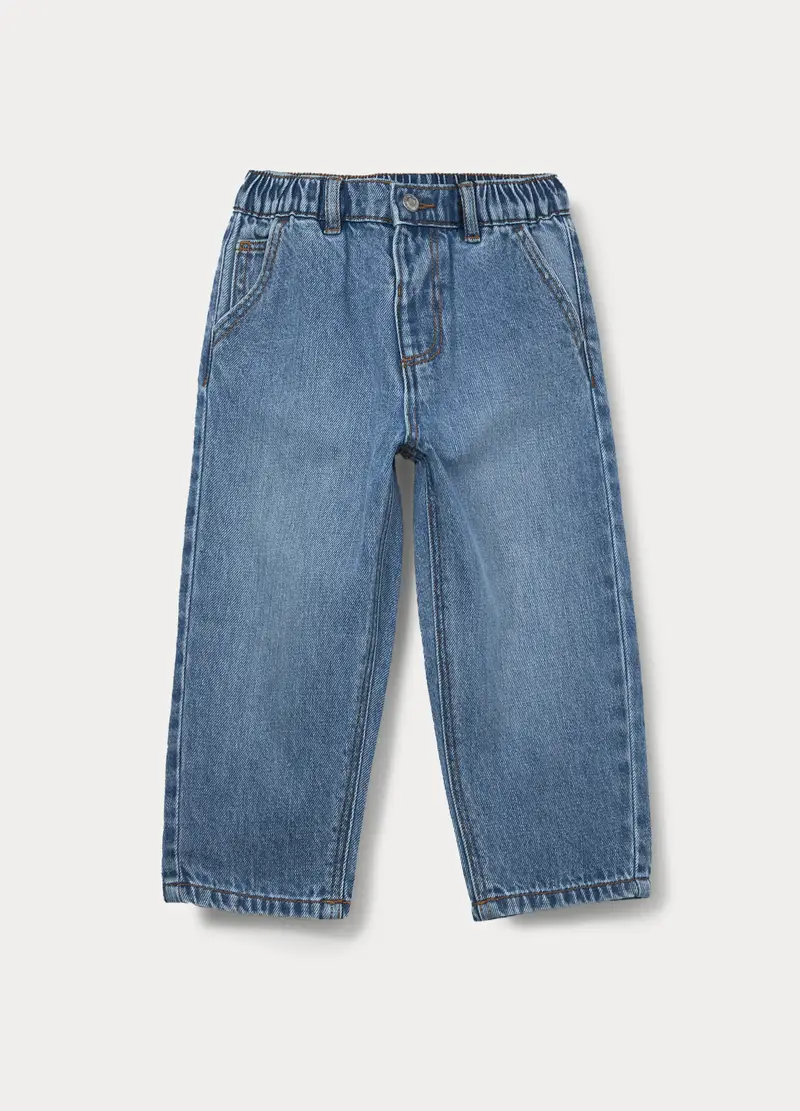 Pantaloni In Denim Misto Cotone Bimbo, Bambino, Blu chiaro