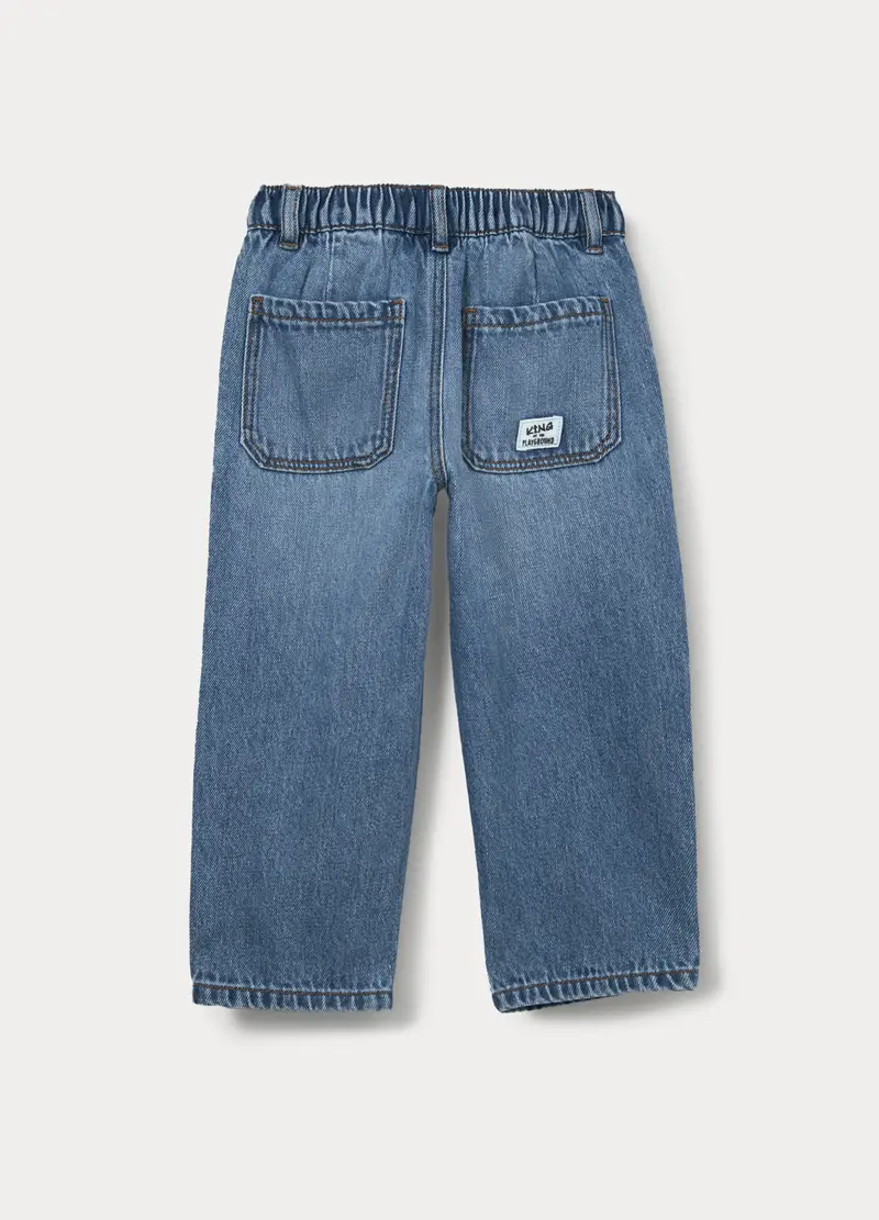 Pantaloni In Denim Misto Cotone Bimbo, Bambino, Blu chiaro miniatura 2