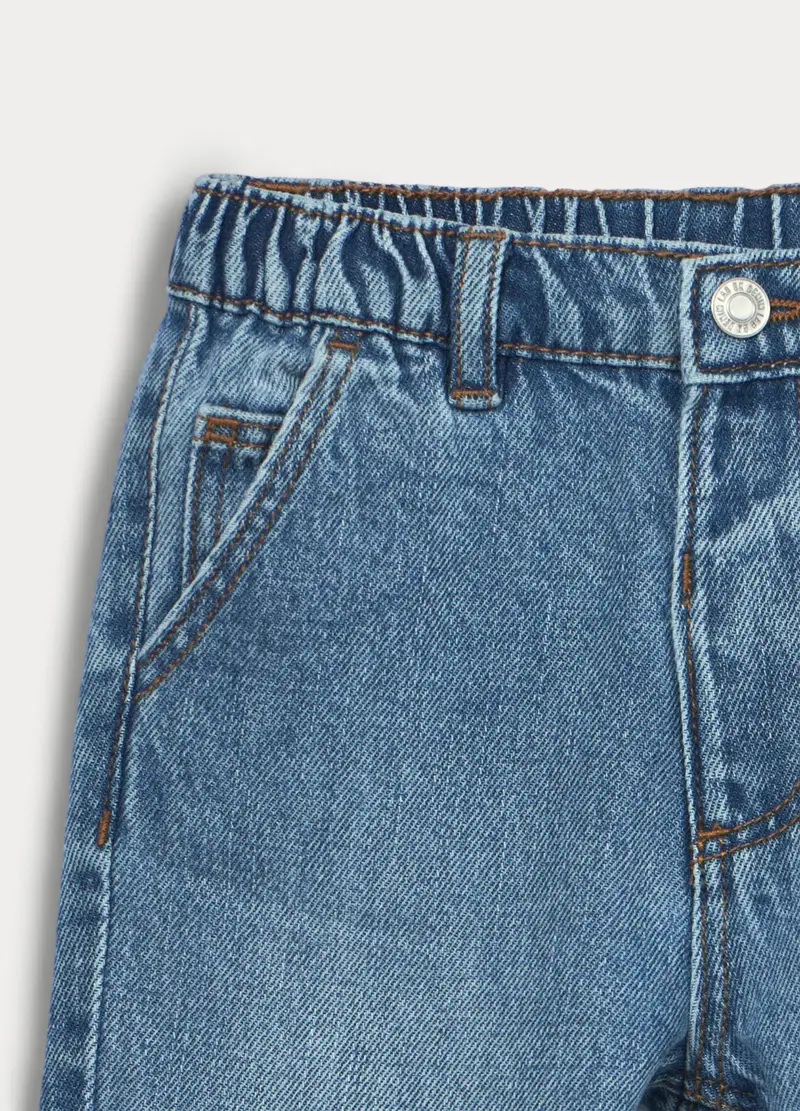 Pantaloni In Denim Misto Cotone Bimbo, Bambino, Blu chiaro miniatura 3