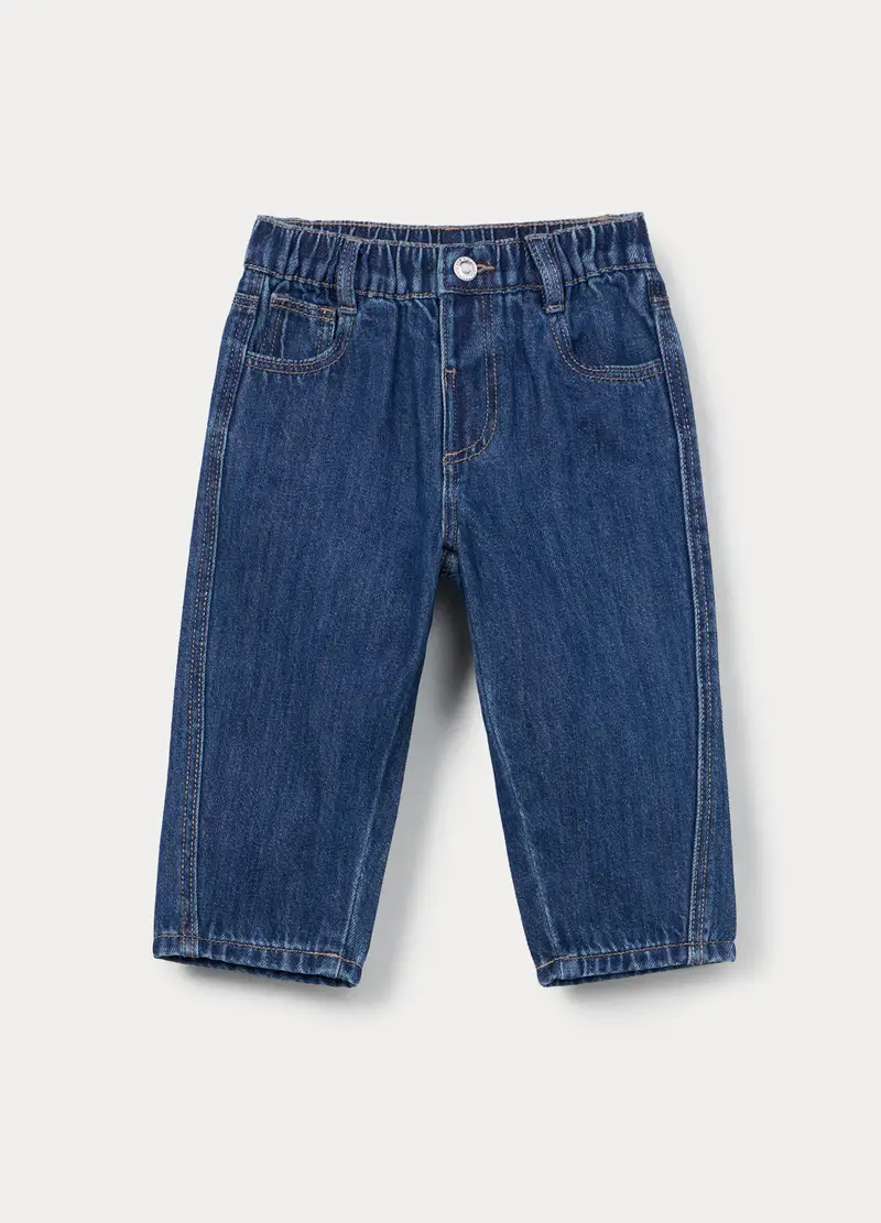 Pantaloni In Denim Misto Cotone Bimbo, Bambino, Blu denim