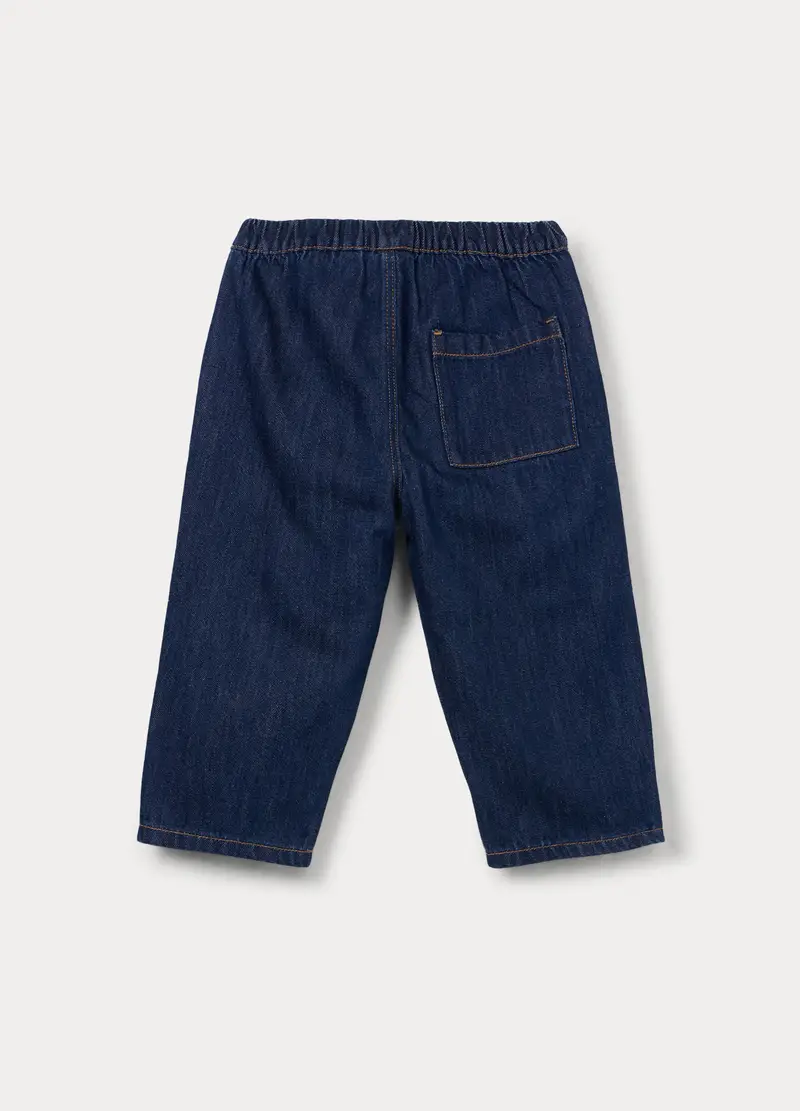 Pantaloni In Denim Misto Cotone Bimbo, Bambino, Blu denim miniatura 2