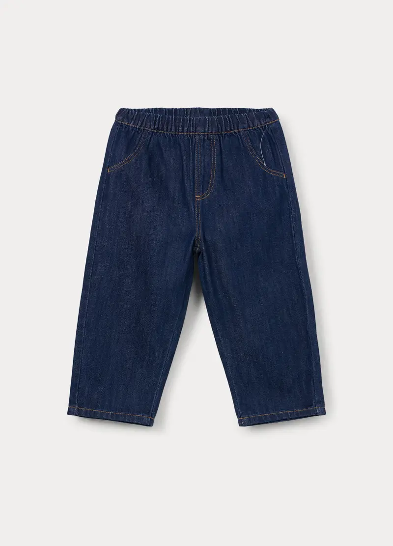 Pantaloni In Denim Misto Cotone Bimbo, Bambino, Blu denim