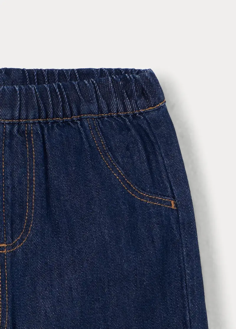 Pantaloni In Denim Misto Cotone Bimbo, Bambino, Blu denim miniatura 3