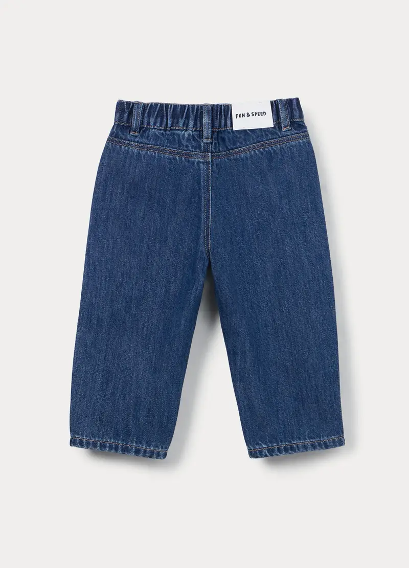 Pantaloni In Denim Misto Cotone Bimbo, Bambino, Blu denim miniatura 2