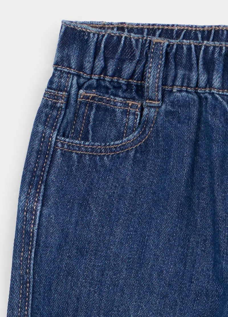 Pantaloni In Denim Misto Cotone Bimbo, Bambino, Blu denim miniatura 3