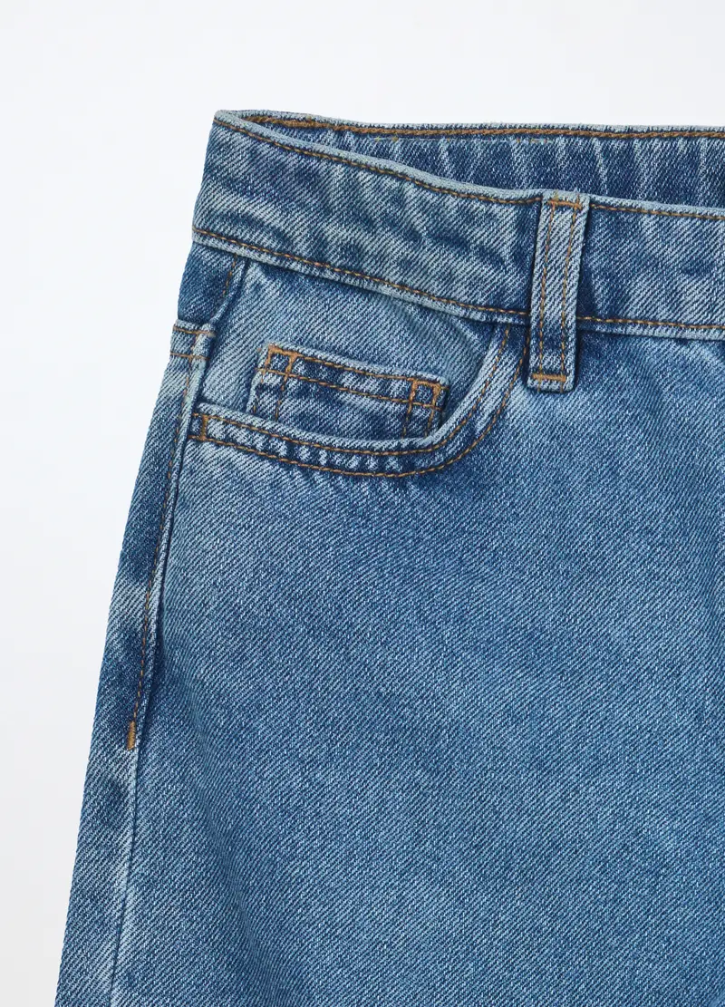 , Pantaloni In Denim Misto Cotone Ragazza, Bambina, Azzurro miniatura 3