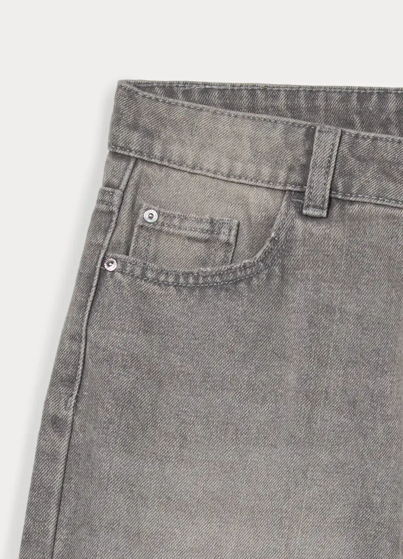 Pantaloni In Denim Misto Cotone Ragazza, Bambina, Grigio chiaro miniatura 3