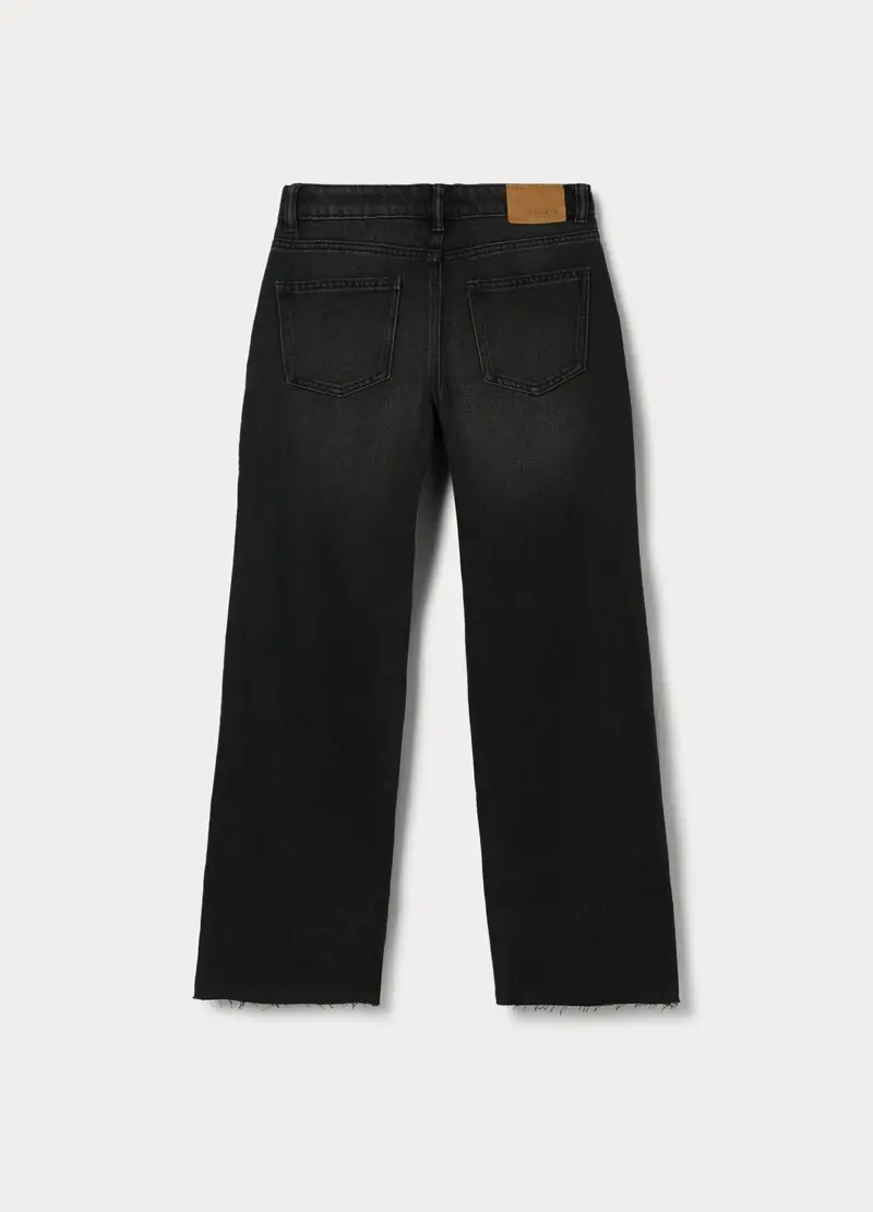 Pantaloni In Denim Misto Cotone Ragazza, Bambina, Nero miniatura 2