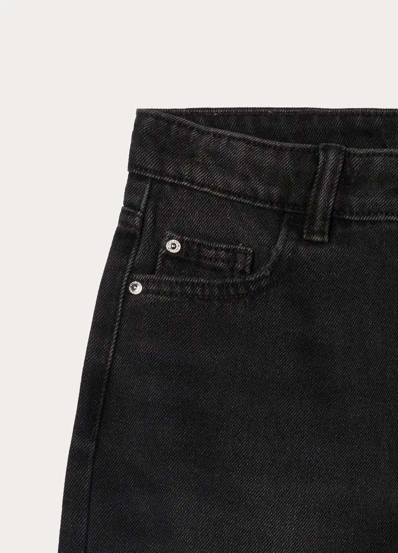 Pantaloni In Denim Misto Cotone Ragazza, Bambina, Nero miniatura 3