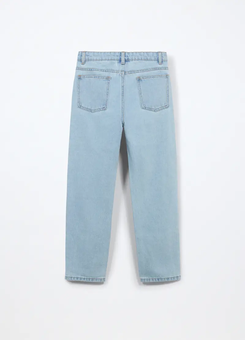 Pantaloni In Denim Misto Cotone Ragazzo, Bambino, Azzurro chiaro miniatura 2