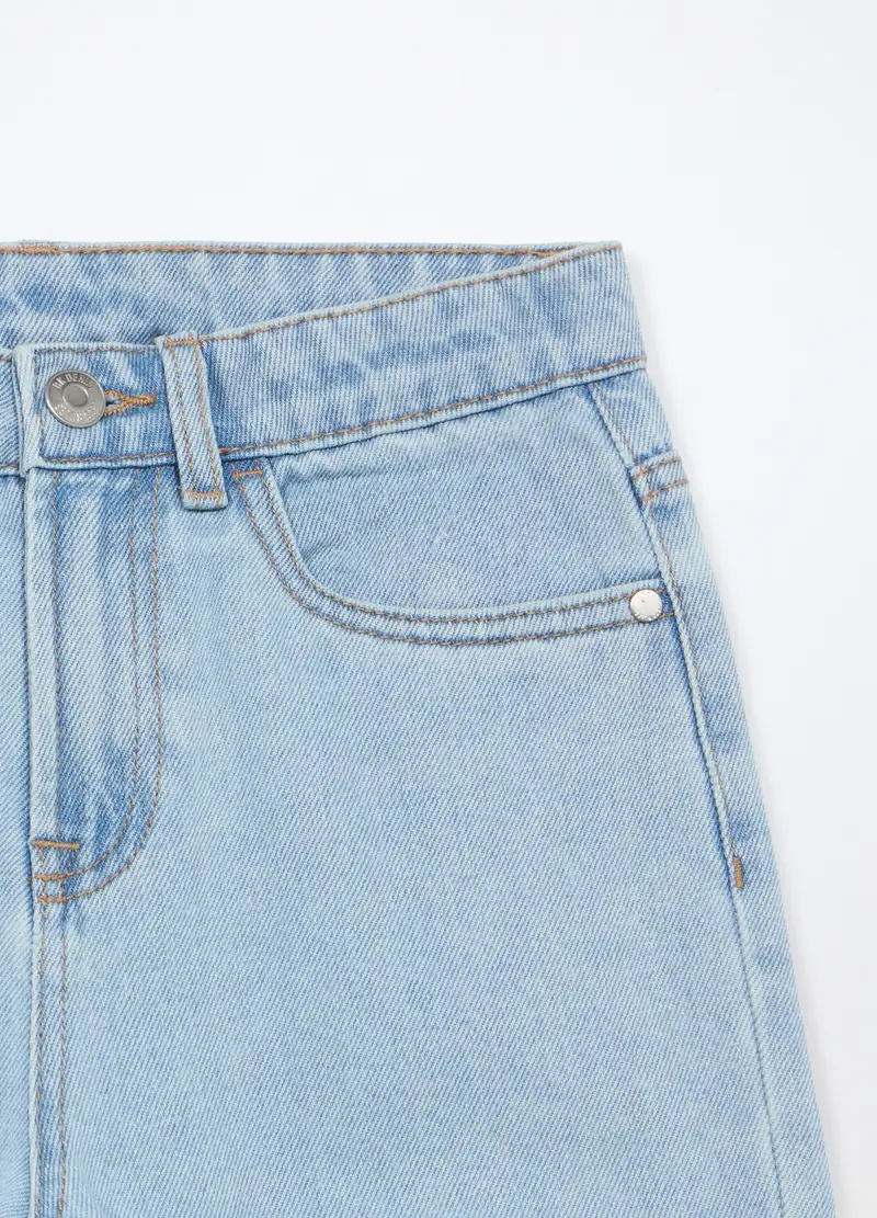 Pantaloni In Denim Misto Cotone Ragazzo, Bambino, Azzurro chiaro miniatura 3