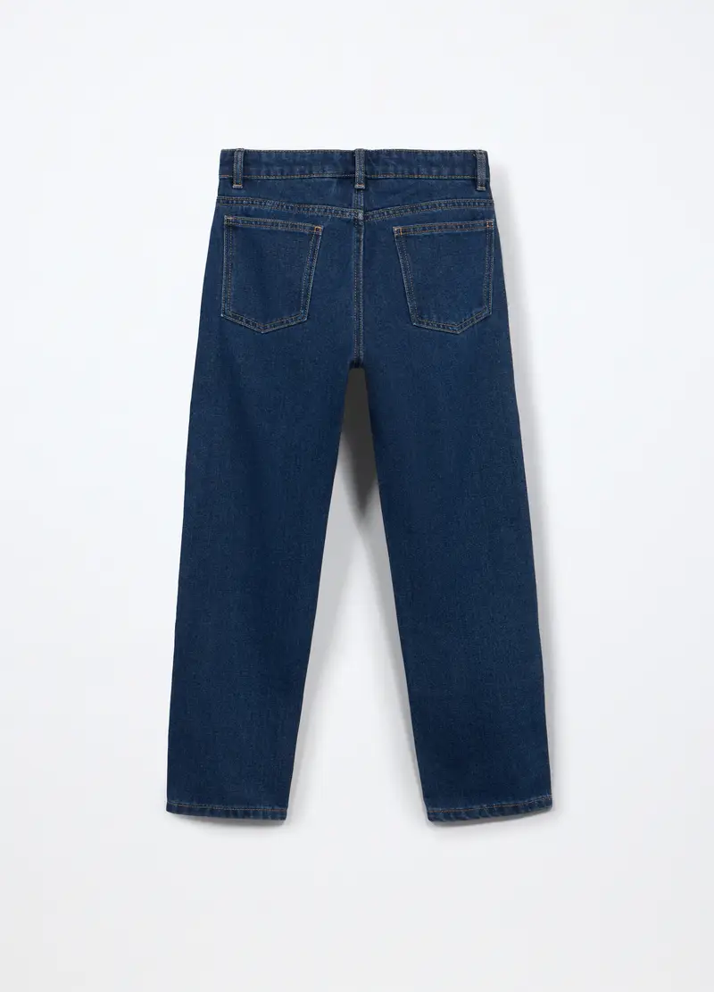 Pantaloni In Denim Misto Cotone Ragazzo, Bambino, Blu scuro miniatura 2