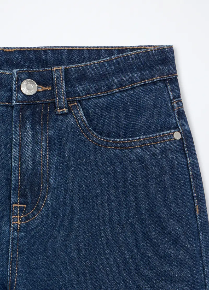 Pantaloni In Denim Misto Cotone Ragazzo, Bambino, Blu scuro miniatura 3