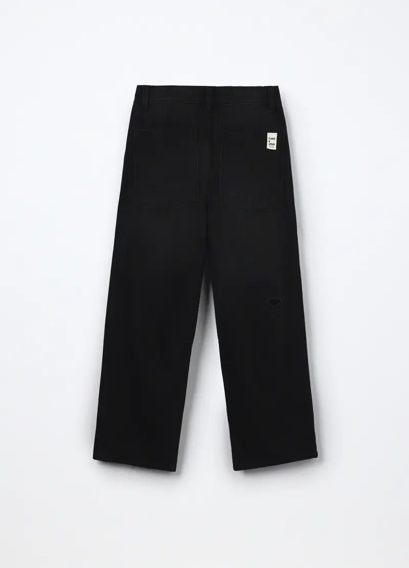 Pantaloni In Denim Misto Cotone Ragazzo, Bambino, Nero miniatura 2