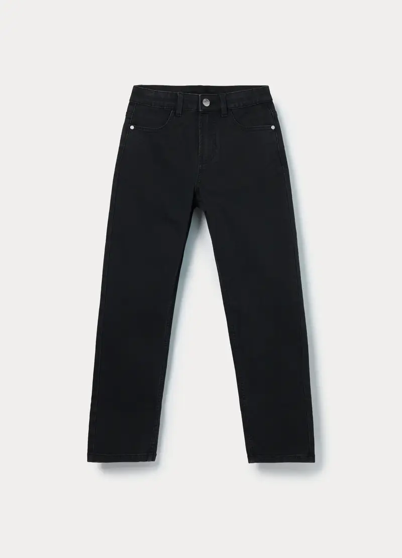 Pantaloni In Denim Misto Cotone Ragazzo, Bambino, Nero