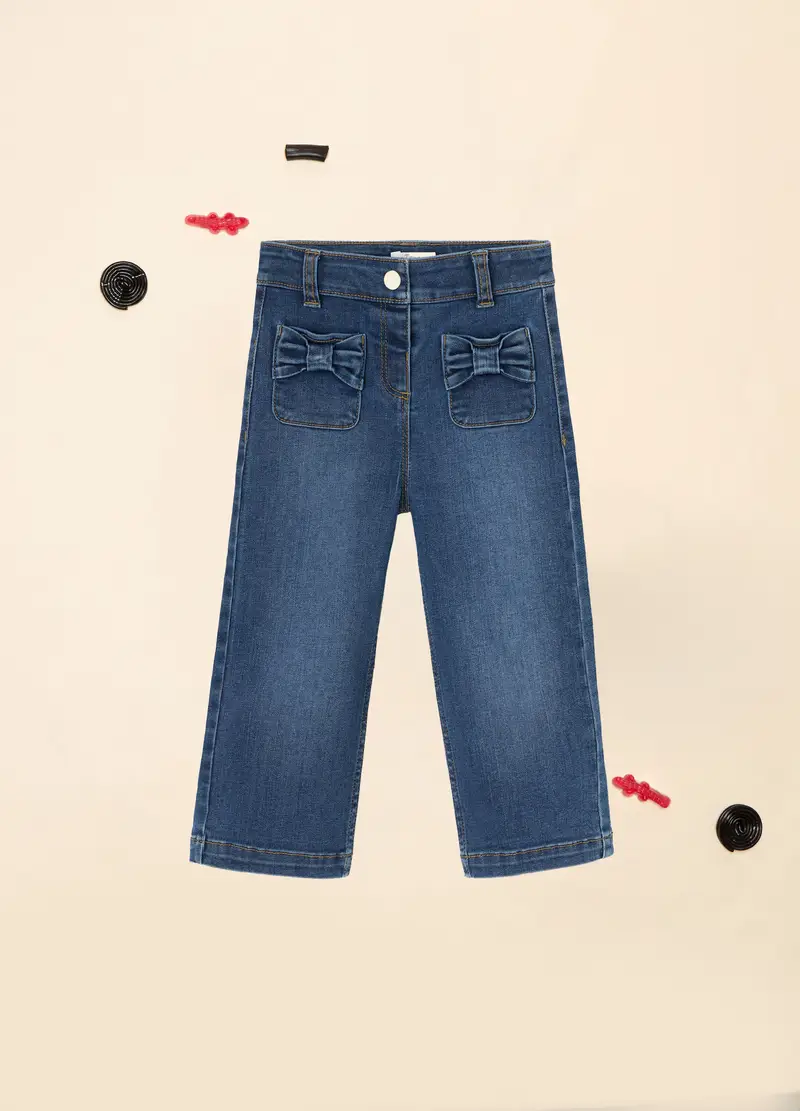 Pantaloni In Denim Stretch Iana Neonata, Blu denim