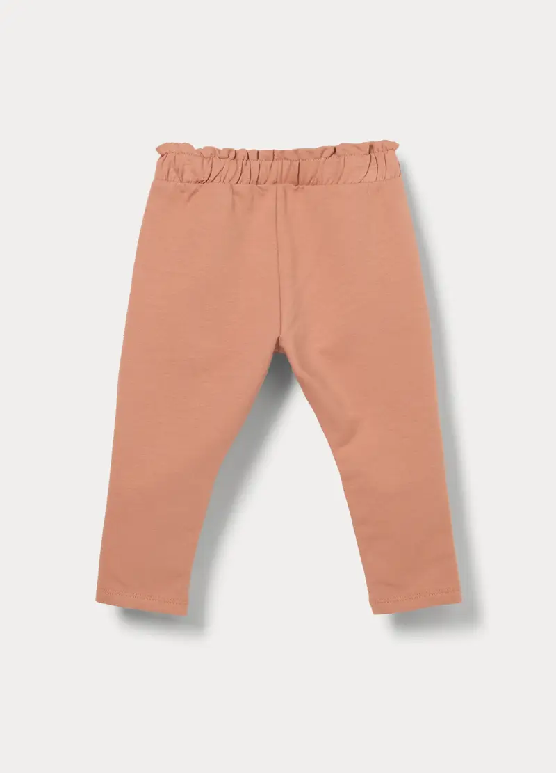 Pantaloni In French Terry Di Cotone Stretch Bimba, Bambina, Arancione chiaro miniatura 2