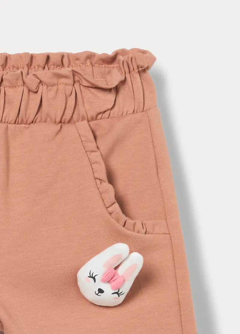 Pantaloni In French Terry Di Cotone Stretch Bimba, Bambina, Arancione chiaro miniatura 3